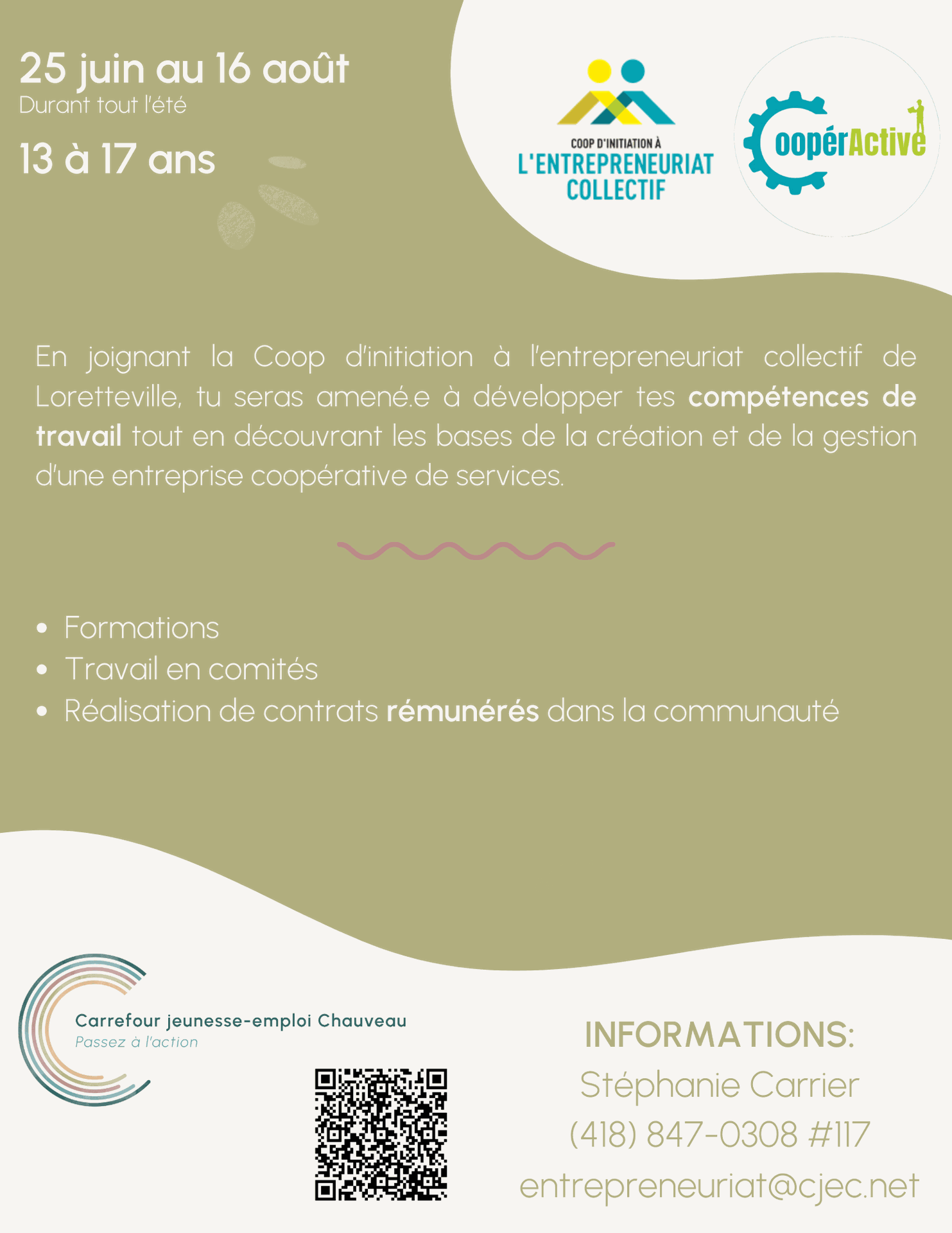 Activités du Carrefour jeunesse-emploi Chauveau à Loretteville