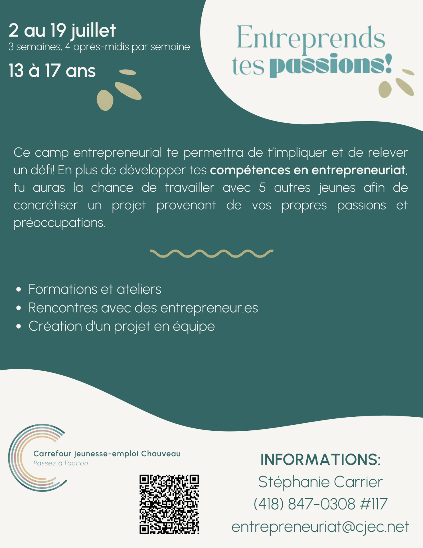 Activités du Carrefour jeunesse-emploi Chauveau à Loretteville